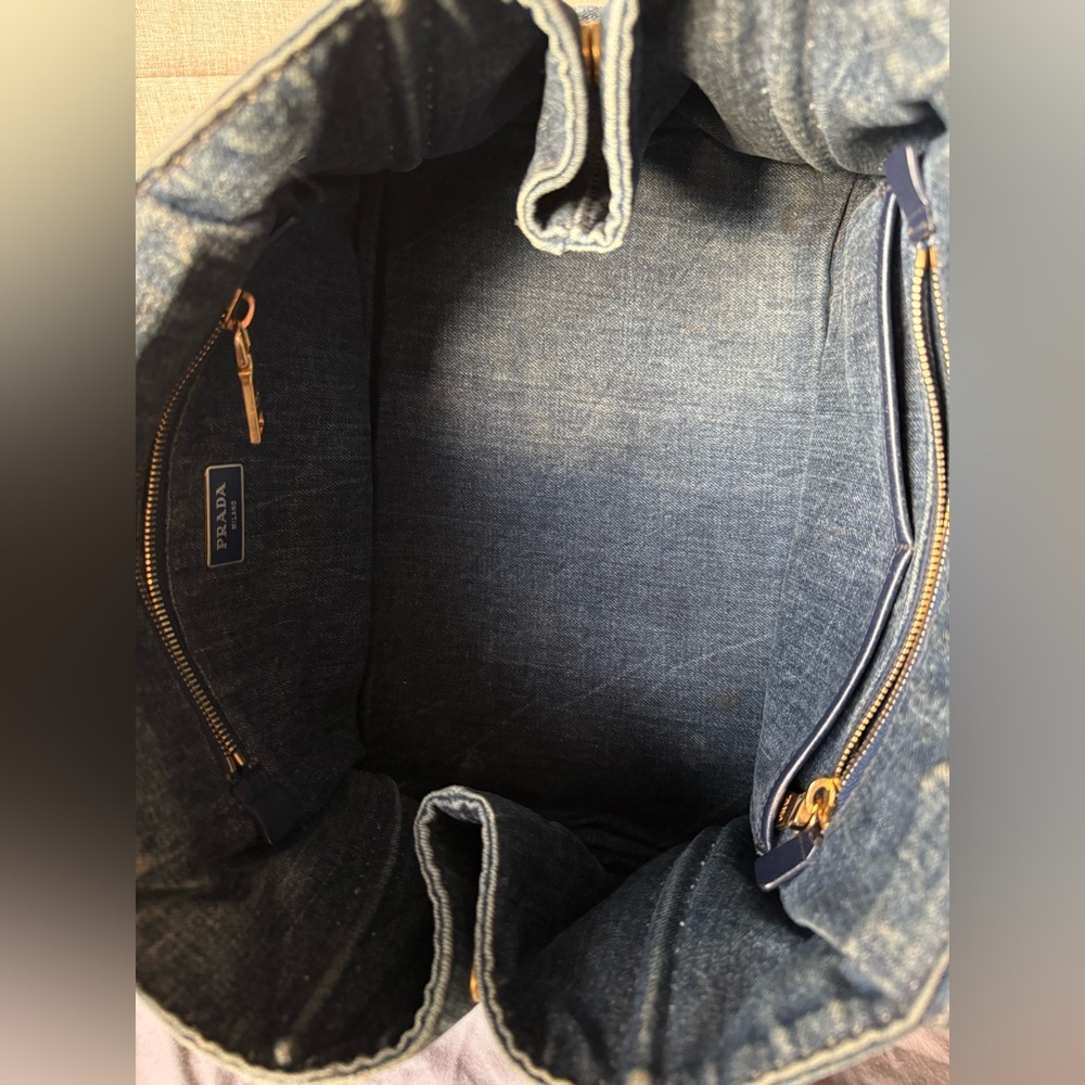 Prada Canapa Denim Tote + COA. 9x15” - Picture 11 of 14